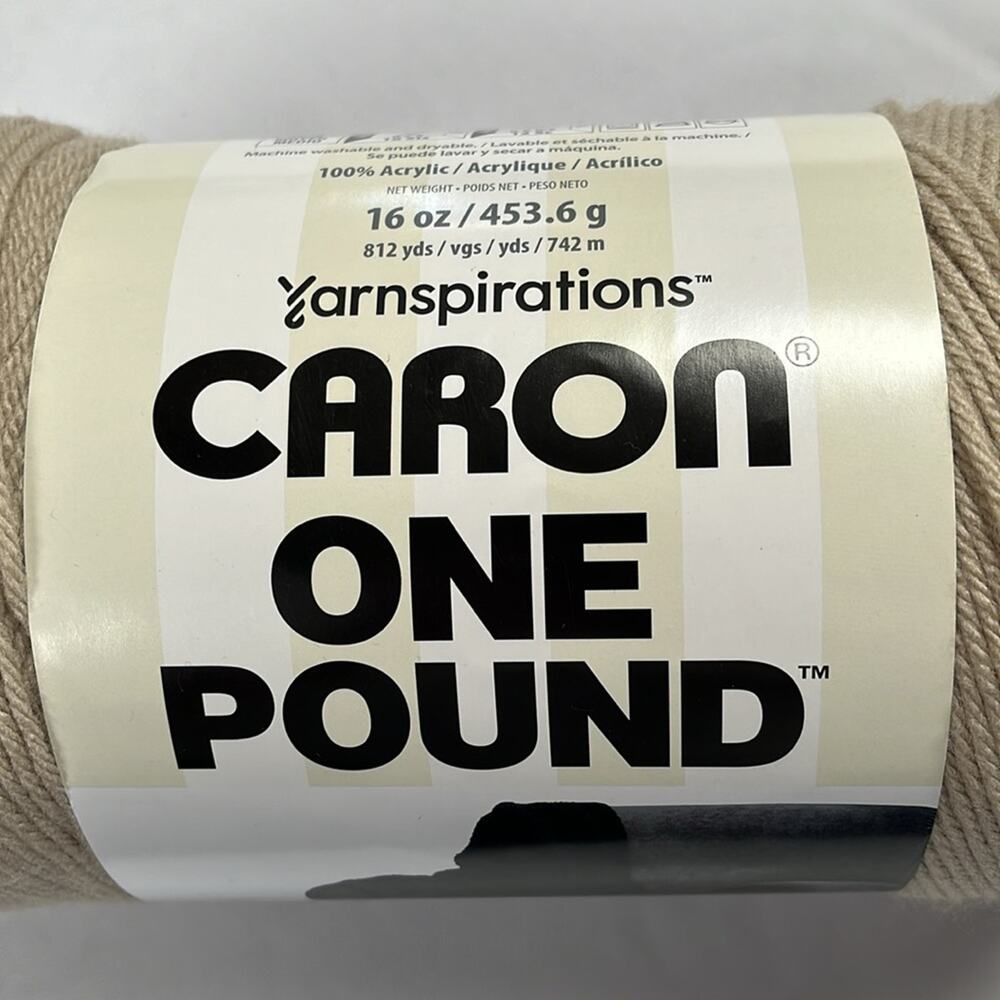Caron Yarnspirations One Pound Yarn 10636 Dove Beige Acrylic 16 oz Medium - Picture 2 of 7